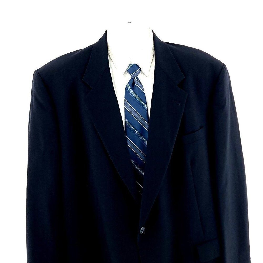 Hart Schaffner Marx Wool Blue 2 Button Blazer Suit Jacket 48L Or Slim 50L